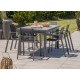 Lot composé d'une table de jardin VENISE-TB250 avec rallonge et de 6 fauteuils ALU-MIAMI-FT empilables