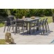 Lot composé d'une table de jardin VENISE-TB250 avec rallonge et de 8 fauteuils ALU-MIAMI-FT empilables