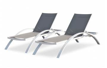 Lot composé de 2 bains de soleil BARCELONA-CL-BLANC empilables