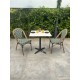 Lot composé d'une table de jardin BISTRO-TB70-TRZ et de 2 fauteuils BISTRO-FT-TEX-VERT empilables