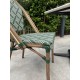 Lot composé d'une table de jardin BISTRO-TB70-TRZ et de 2 fauteuils BISTRO-FT-TEX-VERT empilables