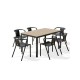 Lot composé d'une table BOSTON-TB150 et de 6 fauteuils de jardin empilables DIEGO-FT-GRISANTH