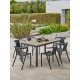 Lot composé d'une table BOSTON-TB150 et de 6 fauteuils de jardin empilables DIEGO-FT-GRISANTH