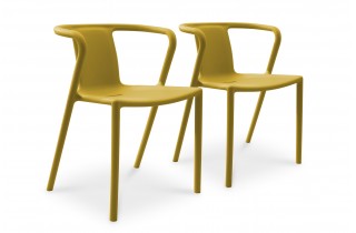 Lot composé de 2 fauteuils de jardin DIEGO-FT-MOUTARDE empilables