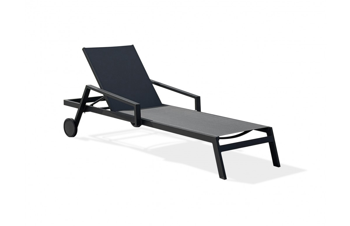 Bain de soleil multi-positions IBIZA en aluminium et textilène - GRIS ANTHRACITE