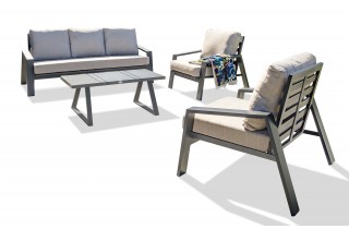 Salon bas de jardin IBIZA 5 places en aluminium - GRIS ANTHRACITE