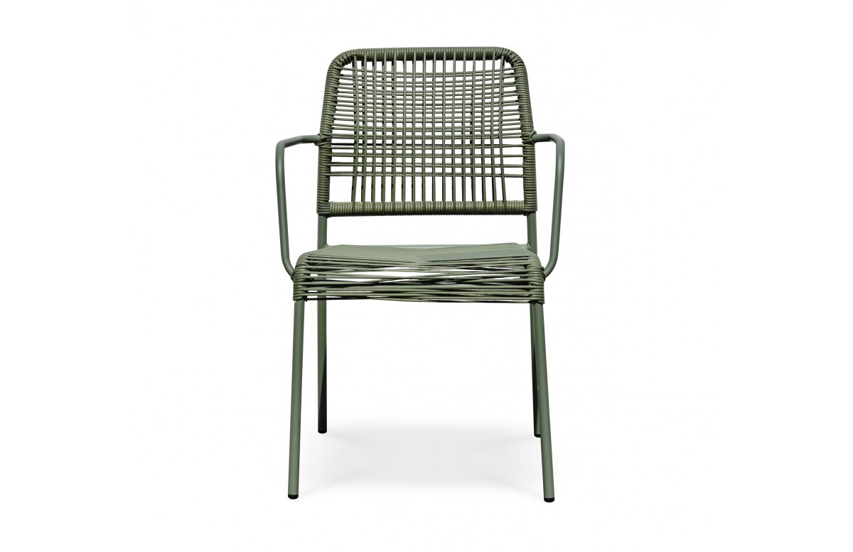 Fauteuil de jardin empilable MARCEAU en corde et acier - OLIVE