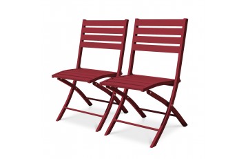 Lot composé de 2 chaises de jardin pliantes MARIUS-CP-CARMIN