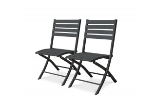 Lot composé de 2 chaises de jardin pliantes MARIUS-CP-GRISANT