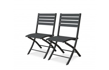Lot composé de 2 chaises de jardin pliantes MARIUS-CP-GRISANT