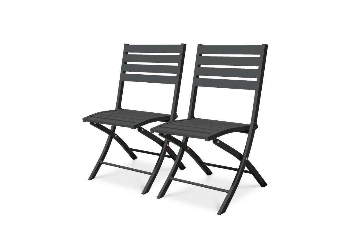Lot composé de 2 chaises de jardin pliantes MARIUS-CP-GRISANT