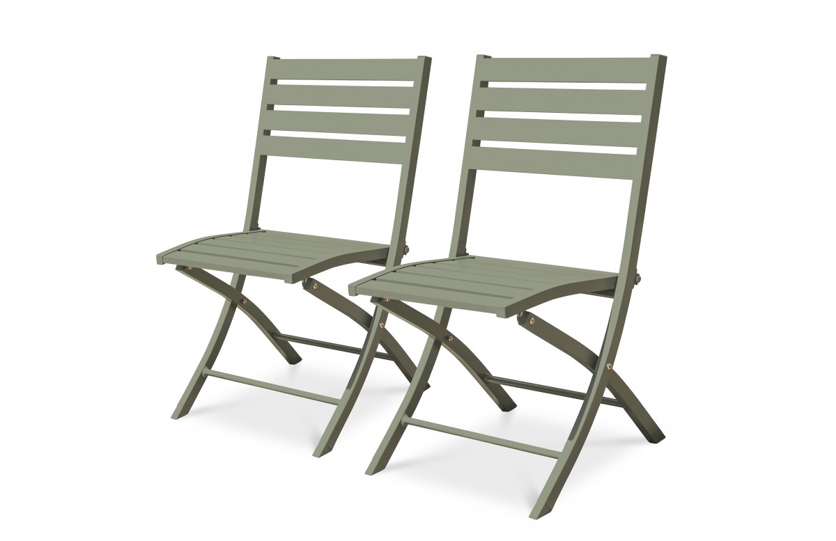 Lot composé de 2 chaises de jardin pliantes MARIUS-CP-KAKI