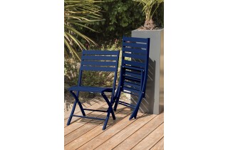 Lot composé de 2 chaises de jardin pliantes MARIUS-CP-MARINE
