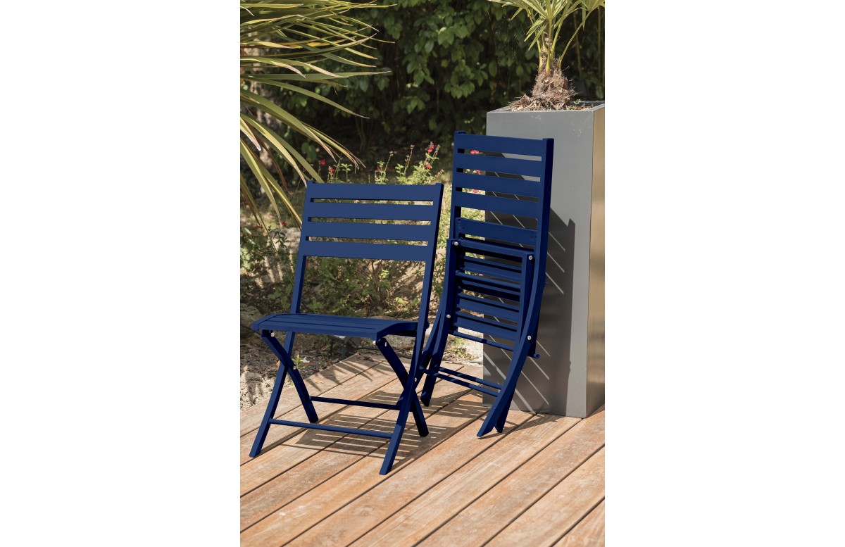 Lot composé de 2 chaises de jardin pliantes MARIUS-CP-MARINE