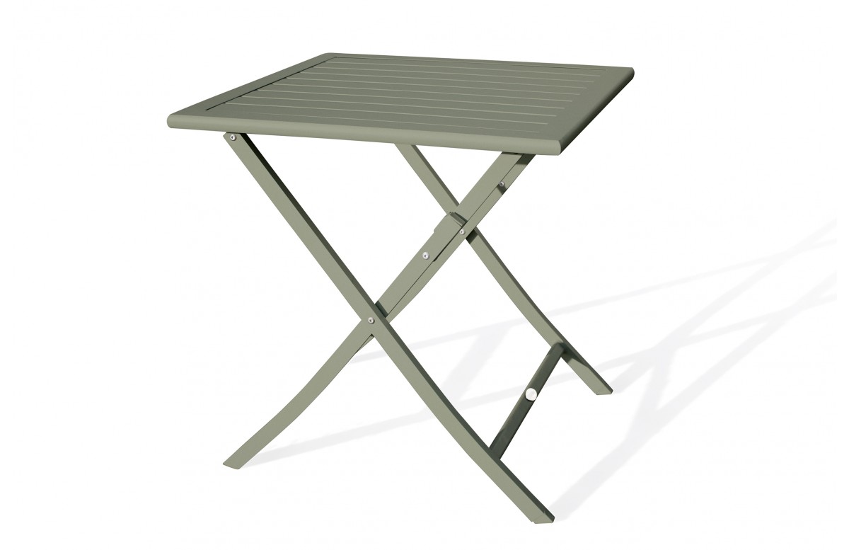 Guéridon de jardin pliant MARIUS (70x70 cm) en aluminium - VERT KAKI