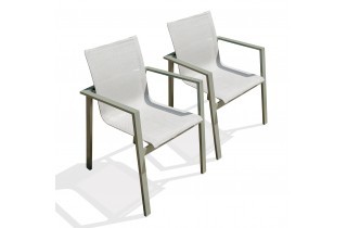 Lot composé de 2 fauteuils de jardin MIAMI-FT-KAKI empilables