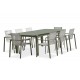 Lot composé d'une table de jardin MIAMI-TB240-KAKI avec rallonge et de 8 fauteuils MIAMI-FT-KAKI empilables