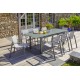 Lot composé d'une table de jardin MIAMI-TB240-KAKI avec rallonge et de 8 fauteuils MIAMI-FT-KAKI empilables