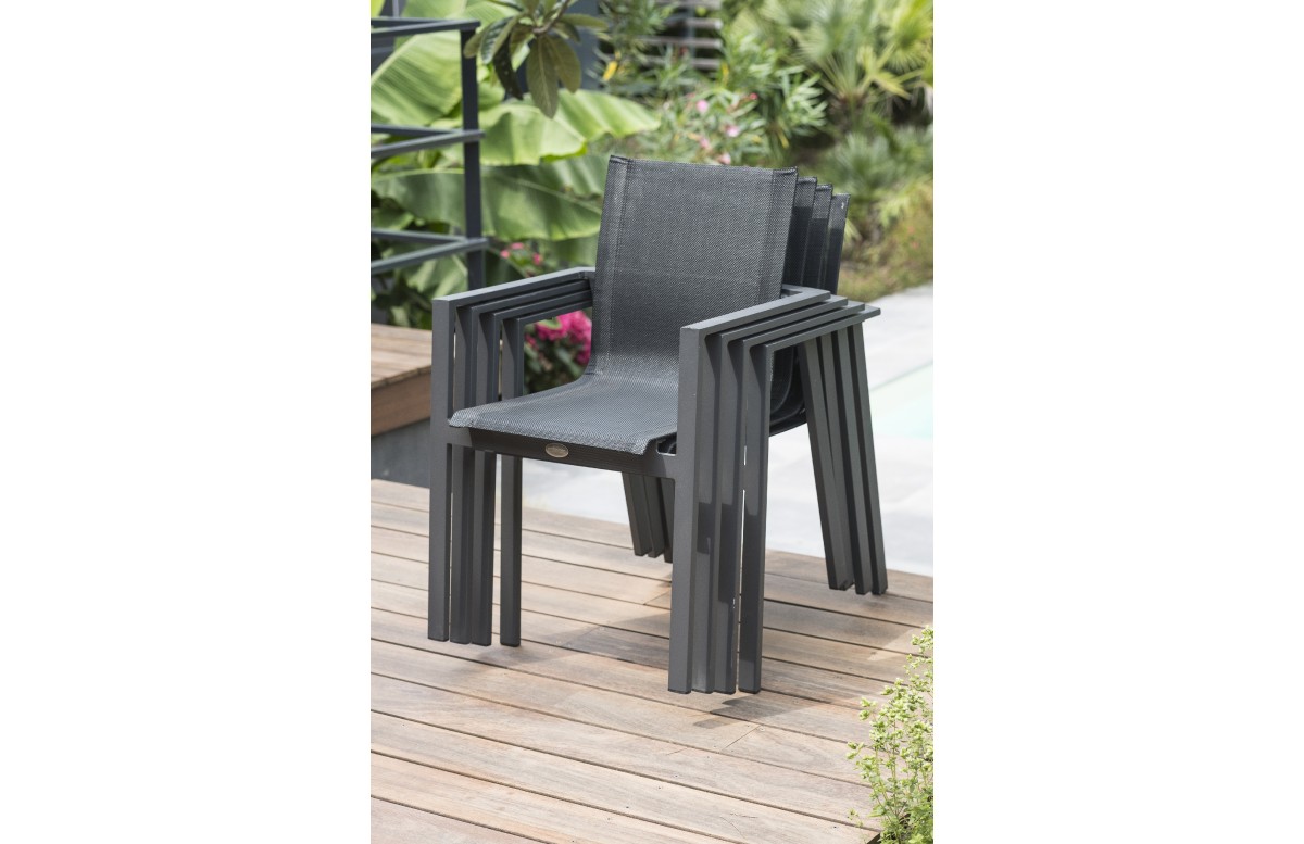Lot composé de 2 fauteuils de jardin ALU-MIAMI-FT empilables