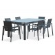 Lot composé d'une table de jardin ALU-MIAMI-TBALU avec rallonge et de 6 fauteuils ALU-MIAMI-FT empilables