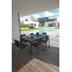 Lot composé d'une table de jardin ALU-MIAMI-TBALU avec rallonge et de 6 fauteuils ALU-MIAMI-FT empilables