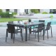 Lot composé d'une table de jardin ALU-MIAMI-TBALU avec rallonge et de 6 fauteuils ALU-MIAMI-FT empilables