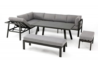 Ensemble repas de jardin ANTALYA 9 places en aluminium - GRIS ANTHRACITE