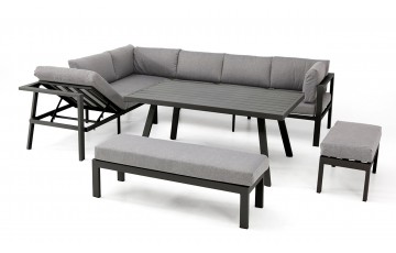 Ensemble repas de jardin ANTALYA 9 places en aluminium - GRIS ANTHRACITE