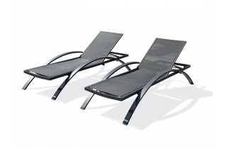 Lot composé de 2 bains de soleil BARCELONA-CL-NOIR empilables