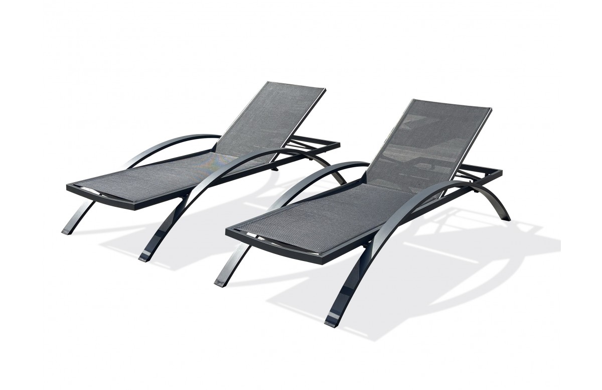 Lot composé de 2 bains de soleil BARCELONA-CL-NOIR empilables