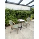 Lot composé d'une table de jardin BISTRO-TB60-HPL-MB et de 2 fauteuils BISTRO-FT-TEX-VERT empilables