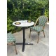 Lot composé d'une table de jardin BISTRO-TB60-HPL-MB et de 2 fauteuils BISTRO-FT-TEX-VERT empilables