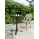 Lot composé d'une table de jardin BISTRO-TB60-HPL-MB et de 2 fauteuils BISTRO-FT-TEX-VERT empilables