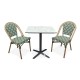Lot composé d'une table de jardin BISTRO-TB70-HPL-MB et de 2 fauteuils BISTRO-FT-TEX-VERT empilables