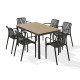 Lot composé d'une table BOSTON-TB150 et de 6 fauteuils de jardin empilables TIAGO-FT-NOIR