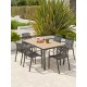 Lot composé d'une table BOSTON-TB150 et de 6 fauteuils de jardin empilables TIAGO-FT-NOIR
