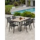 Lot composé d'une table BOSTON-TB150 et de 6 fauteuils de jardin empilables TIAGO-FT-NOIR