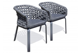 Lot de 2 fauteuils de jardin CAMARGUE en corde tissée et aluminium - GRIS ANTHRACITE