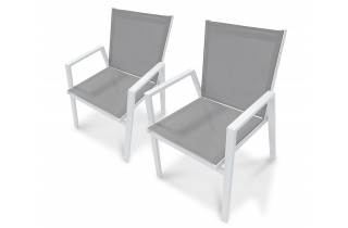 Lot composé de 2 fauteuils de jardin FLORIDE-FT-BLANC empilables