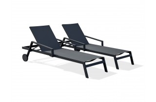Lot composé de 2 bains de soleil multi-positions IBIZA-CL-NOIR