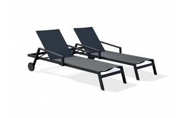 Lot composé de 2 bains de soleil multi-positions IBIZA-CL-NOIR