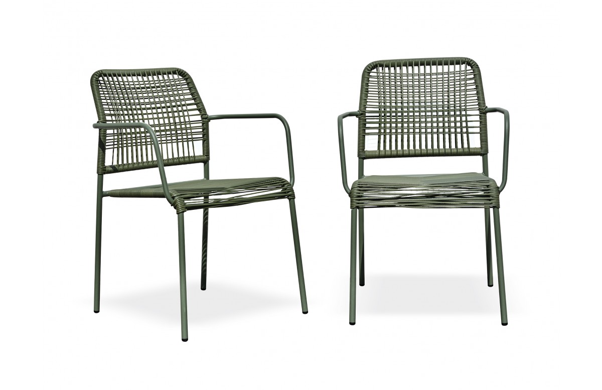 Lot composé de 2 fauteuils de jardin empilables MARCEAU-FT-OLIVE