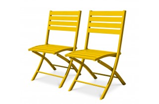 Lot composé de 2 chaises de jardin pliantes MARIUS-CP-MOUTARDE