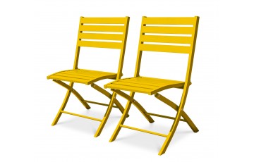 Lot composé de 2 chaises de jardin pliantes MARIUS-CP-MOUTARDE