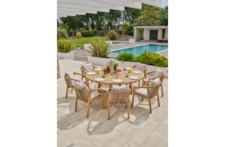Ensemble repas de jardin SERENA (180x180 cm) 8 places en bois d'acacia - WOOD