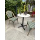 Lot composé d'une table de jardin BISTRO-TB60-TRZ et de 2 fauteuils BISTRO-FT-TEX-VERT empilables