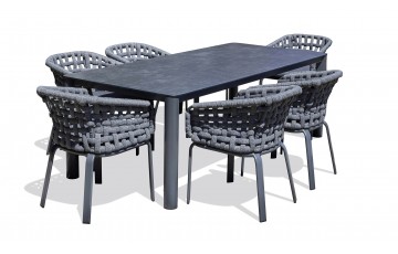 Lot composé d'une table de jardin CAMARGUE-TB220 et de 6 fauteuils CAMARGUE-FT
