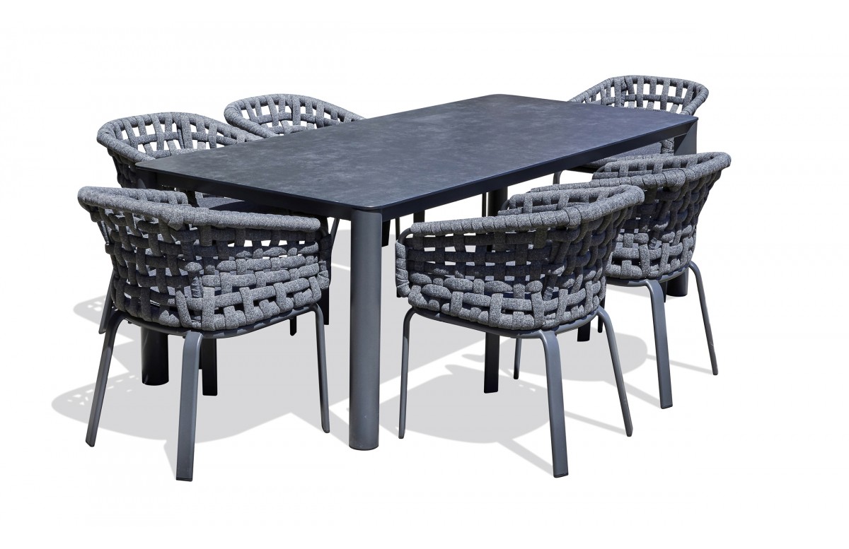 Lot composé d'une table de jardin CAMARGUE-TB220 et de 6 fauteuils CAMARGUE-FT