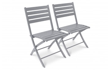 Lot composé de 2 chaises de jardin pliantes MARIUS-CP-GRIS