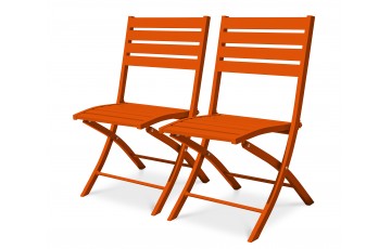 Lot composé de 2 chaises de jardin pliantes MARIUS-CP-ORANGE